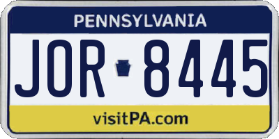 PA license plate JOR8445
