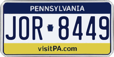 PA license plate JOR8449
