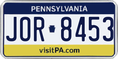 PA license plate JOR8453