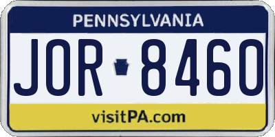 PA license plate JOR8460