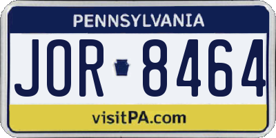 PA license plate JOR8464
