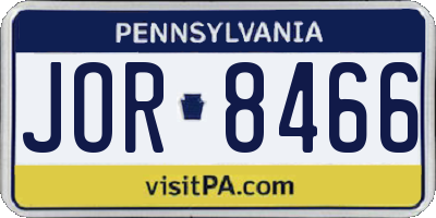 PA license plate JOR8466
