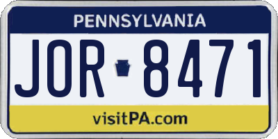 PA license plate JOR8471