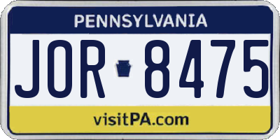 PA license plate JOR8475