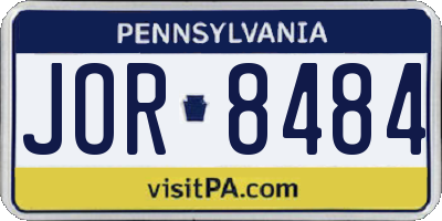 PA license plate JOR8484