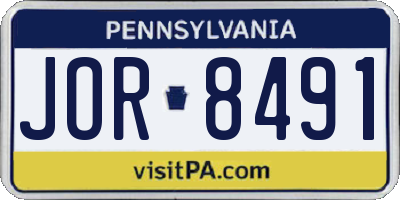 PA license plate JOR8491