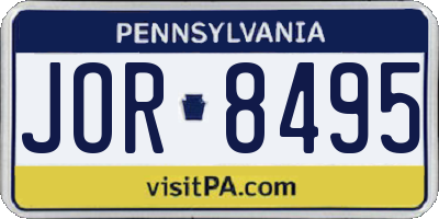 PA license plate JOR8495