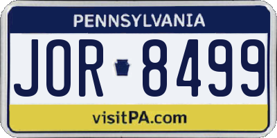 PA license plate JOR8499
