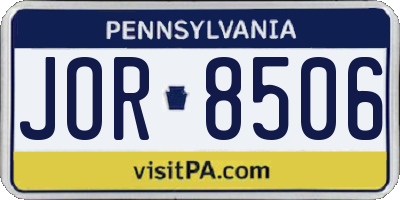 PA license plate JOR8506