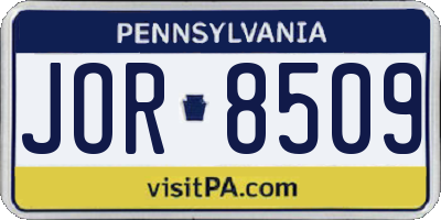PA license plate JOR8509