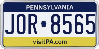 PA license plate JOR8565