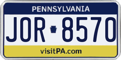 PA license plate JOR8570