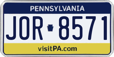 PA license plate JOR8571