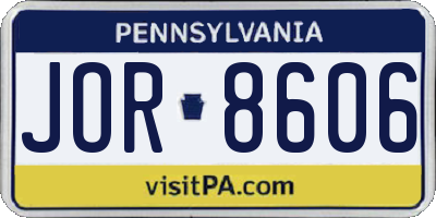 PA license plate JOR8606