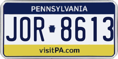 PA license plate JOR8613