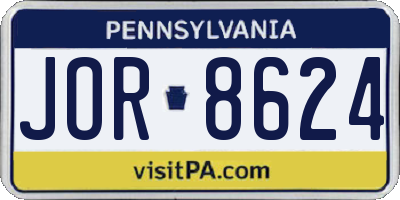 PA license plate JOR8624