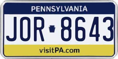 PA license plate JOR8643