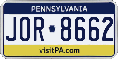 PA license plate JOR8662