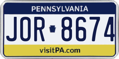 PA license plate JOR8674
