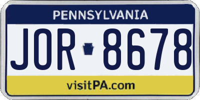 PA license plate JOR8678