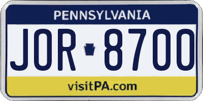 PA license plate JOR8700