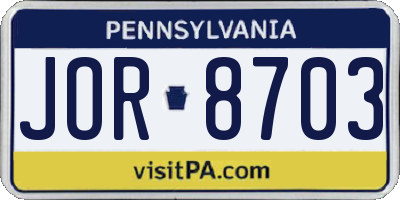 PA license plate JOR8703