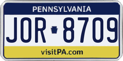 PA license plate JOR8709