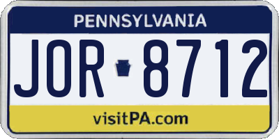 PA license plate JOR8712
