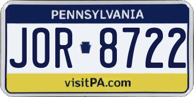PA license plate JOR8722