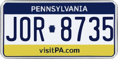 PA license plate JOR8735