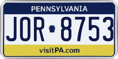 PA license plate JOR8753