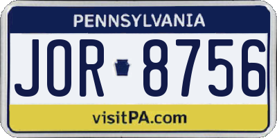 PA license plate JOR8756