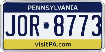 PA license plate JOR8773