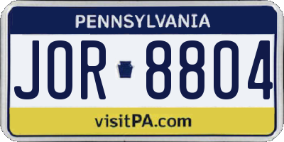 PA license plate JOR8804