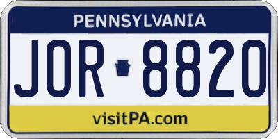 PA license plate JOR8820