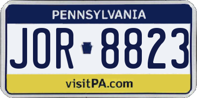 PA license plate JOR8823
