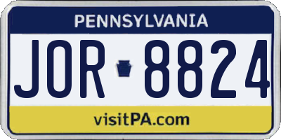 PA license plate JOR8824