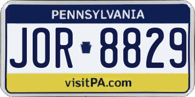 PA license plate JOR8829