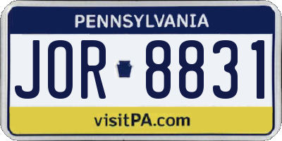 PA license plate JOR8831
