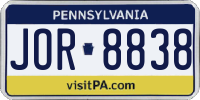 PA license plate JOR8838
