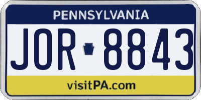PA license plate JOR8843