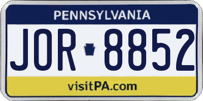 PA license plate JOR8852
