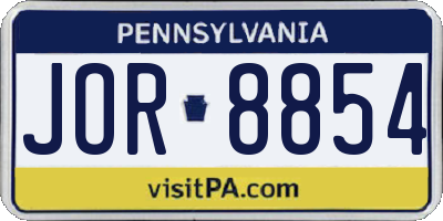 PA license plate JOR8854