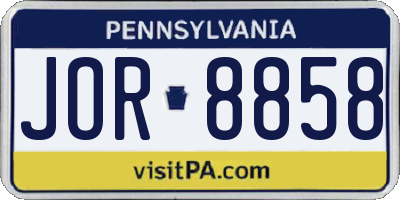 PA license plate JOR8858