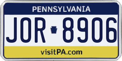 PA license plate JOR8906