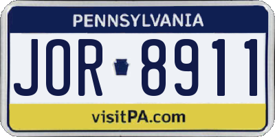 PA license plate JOR8911
