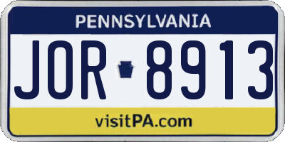 PA license plate JOR8913