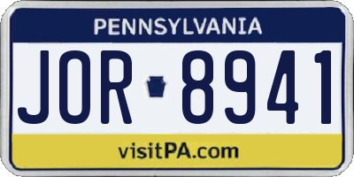 PA license plate JOR8941