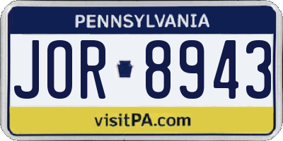 PA license plate JOR8943