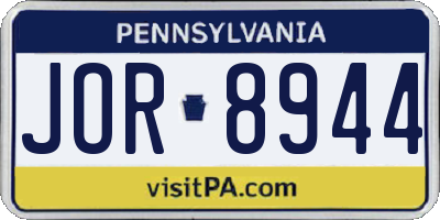 PA license plate JOR8944